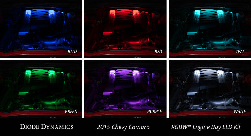 Load image into Gallery viewer, Diode Dynamics RGBW Engine Bay Strip Kit 4pc Multicolor
