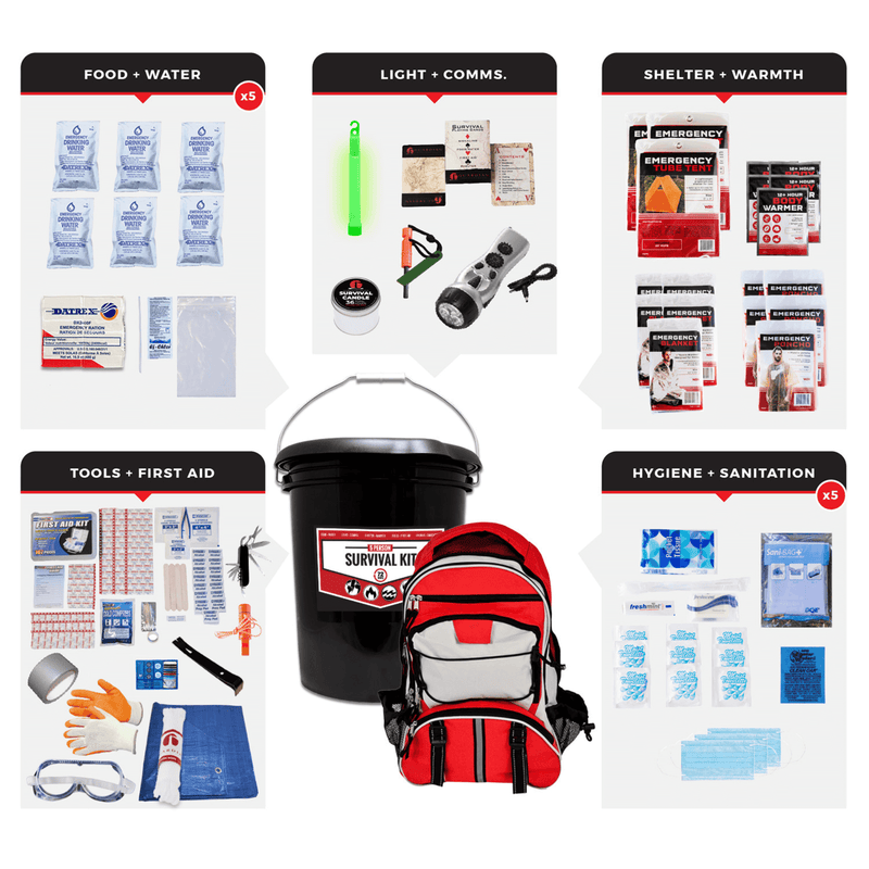 Load image into Gallery viewer, WSK 5-Person 72-Hour Emergency Survival Bucket Kit
