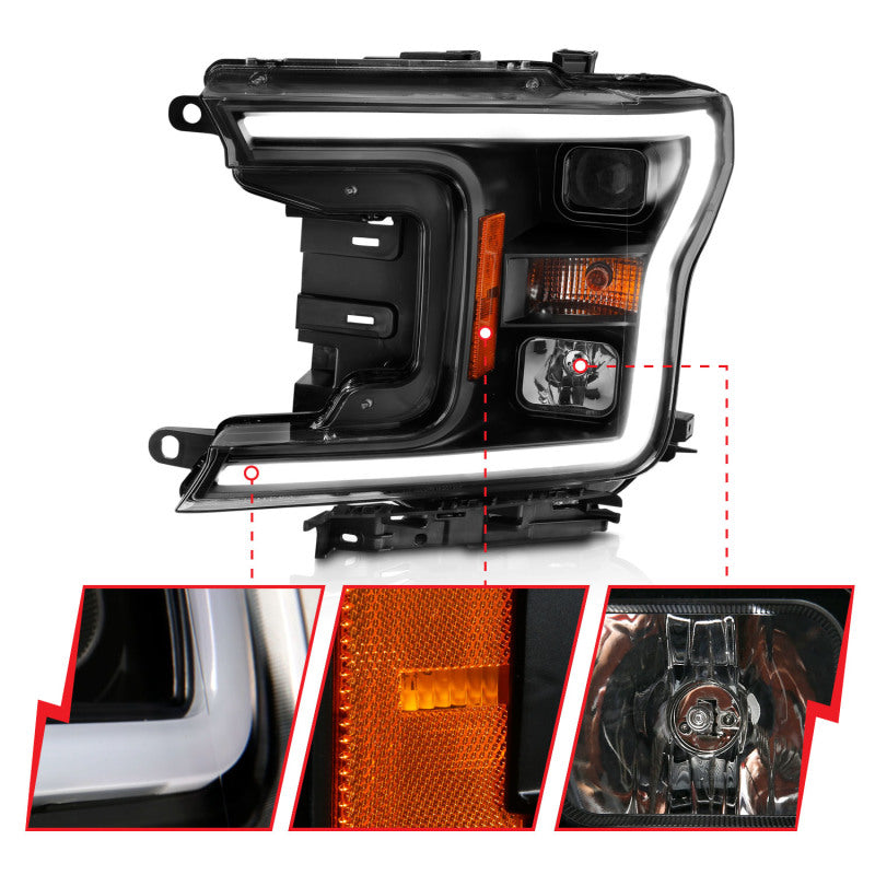 Load image into Gallery viewer, ANZO 2018-2019 Ford F-150 Projector Plank Style H.L. Black Amber (Without Switchback)
