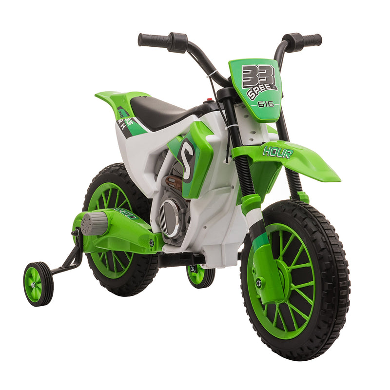 Load image into Gallery viewer, 12V Rechargeable Dirt Bike Toy with Training Wheels - Perfect for Little Riders!
