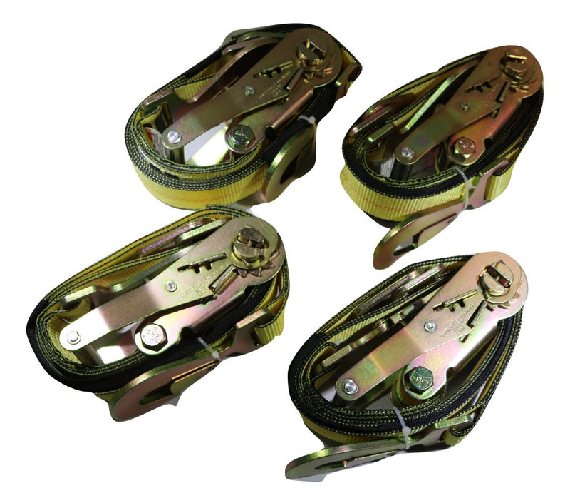 Load image into Gallery viewer, 2&quot; x 8 Ft Axle Wrap Auto Tie Down Ratchet Straps w/ Snap Hooks YELLOW | 4 PACK
