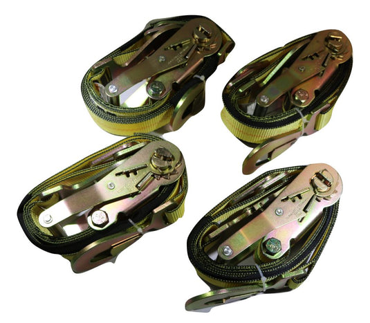 2" x 8 Ft Axle Wrap Auto Tie Down Ratchet Straps w/ Snap Hooks YELLOW | 4 PACK