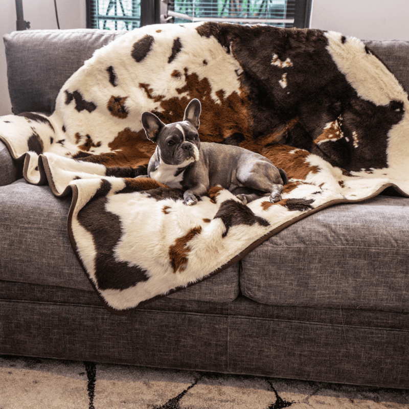 Load image into Gallery viewer, PupProtector™ Waterproof Throw Blanket - Brown Faux Cowhide
