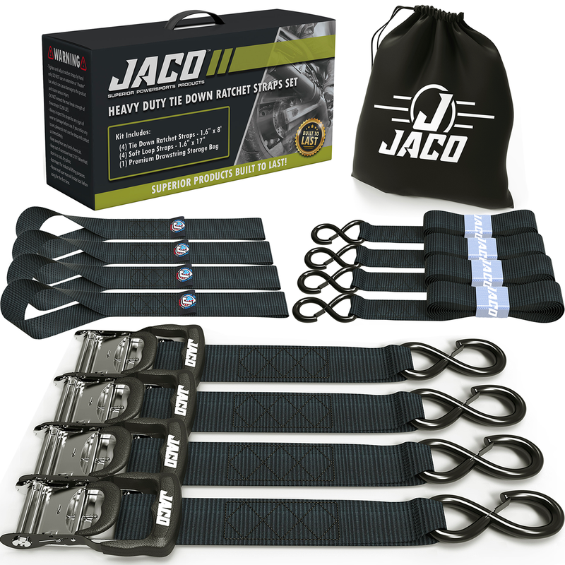 Load image into Gallery viewer, Heavy Duty Ratchet Tie Down Straps with Soft Loops (1.6&quot; x 8 ft) | AAR Certified Break Strength (5,208 lbs)
