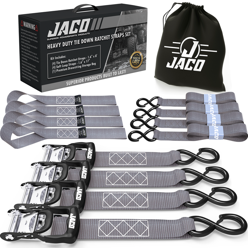 Load image into Gallery viewer, Heavy Duty Ratchet Tie Down Straps with Soft Loops (1.6&quot; x 8 ft) | AAR Certified Break Strength (5,208 lbs)

