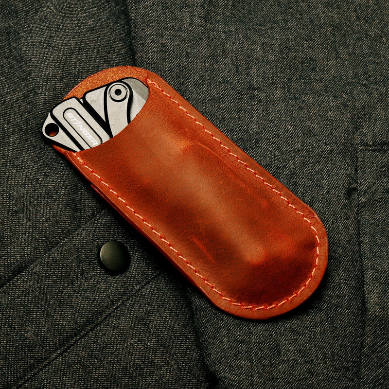 Load image into Gallery viewer, Stinger Olfa Evolution Edge with Leather Pouch, Folding Pocket Utility - Matte Black

