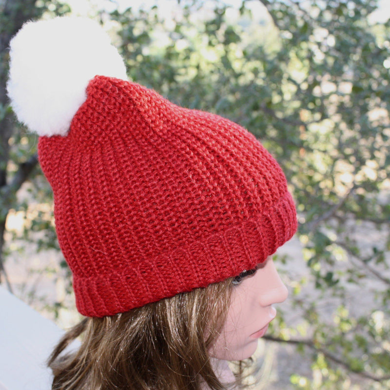 Load image into Gallery viewer, 100% Alpaca Pom-Pom Channel Beanie Hat
