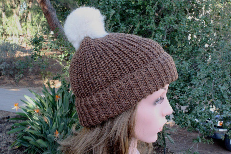 Load image into Gallery viewer, 100% Alpaca Pom-Pom Channel Beanie Hat
