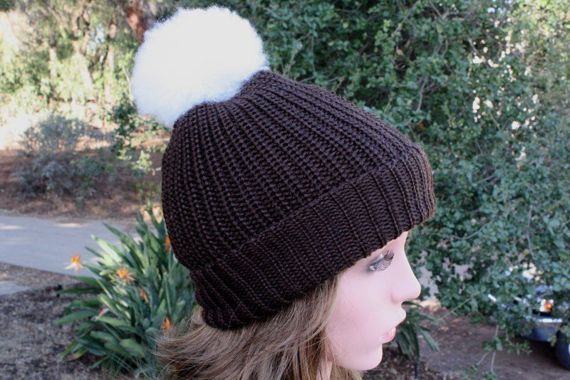 Load image into Gallery viewer, 100% Alpaca Pom-Pom Channel Beanie Hat
