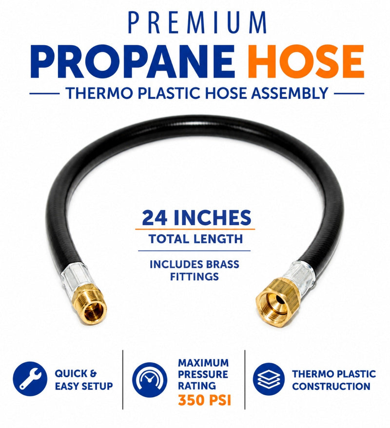 Load image into Gallery viewer, Flame King Thermo Plastic Hose Assembly for LP and Natural Gas, 24 Inch, 3/8 Inch
