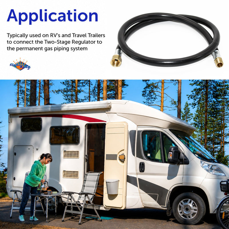 Load image into Gallery viewer, Flame King Thermo Plastic Hose Assembly for LP and Natural Gas, 48 Inch, 3/8 Inch

