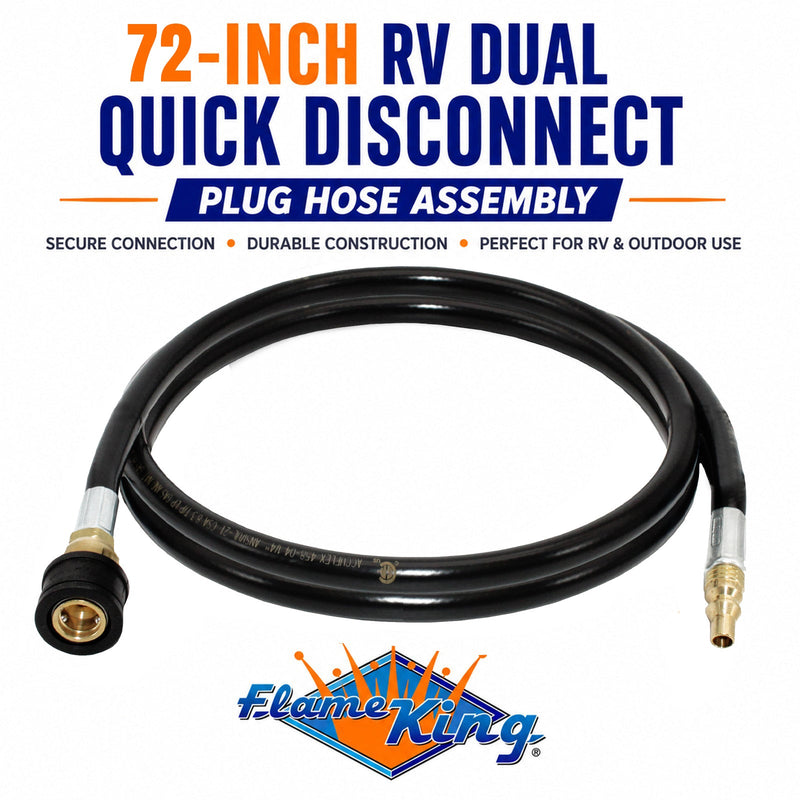 Load image into Gallery viewer, Flame King RV, Van, Trailer, Dual Quick Connect Hose, LP Gas Only, 72 Inch, 1/4 Inch
