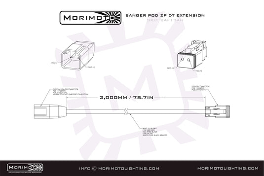 Morimoto 2P DT Extension Harness: (1/2/4Banger / 2m / Each)