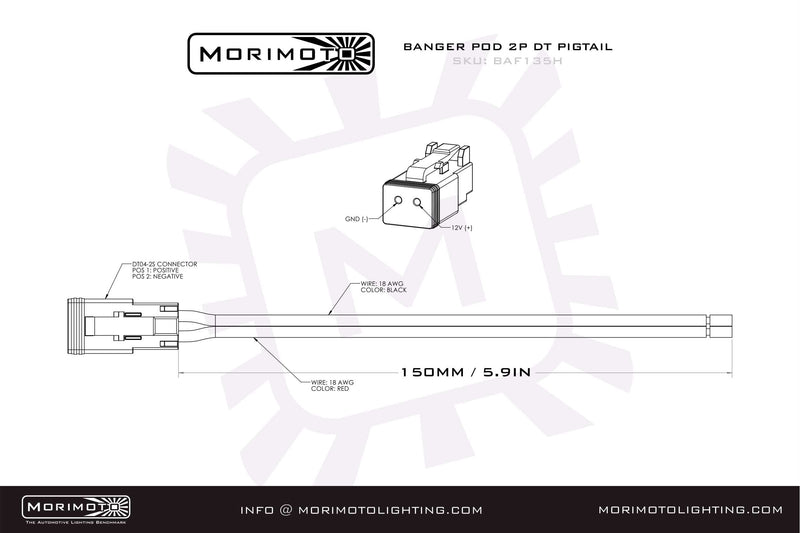 Load image into Gallery viewer, Morimoto 2P DT Pigtail Harness: (1/2/4Banger / 6in / Each)
