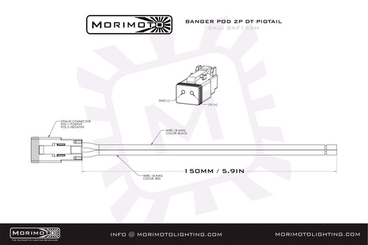 Morimoto 2P DT Pigtail Harness: (1/2/4Banger / 6in / Each)