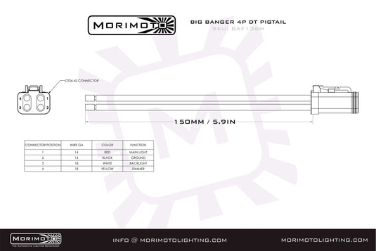 Deutsch DT 4-Pin Pigtail: (6in / Each)