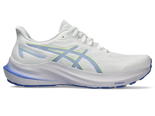 Women's Asics GT-2000 12, White/Sapphire, 7 D Wide - Skoutley Outdoors LLC