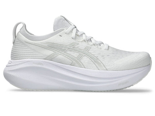 Women's Asics Gel-Nimbus 27, White/Glacier Grey, 8.5 B Medium - Skoutley Outdoors LLC