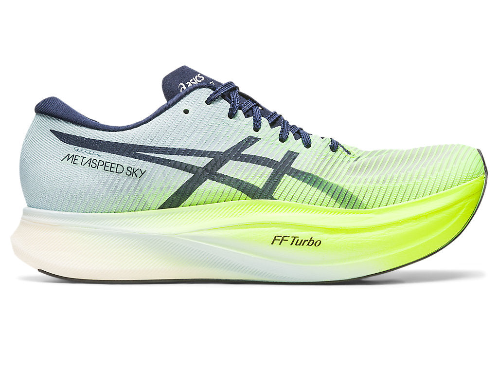 Men's Asics Metaspeed Sky+, Hazard Green/Sky, 10.5 D Medium - Skoutley Outdoors LLC