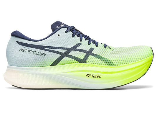 Men's Asics Metaspeed Sky+, Hazard Green/Sky, 10.5 D Medium - Skoutley Outdoors LLC