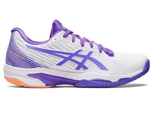 Women's Asics Solution Speed FlyteFoam 2, White/Amethyst, 6.5 B Medium - Skoutley Outdoors LLC