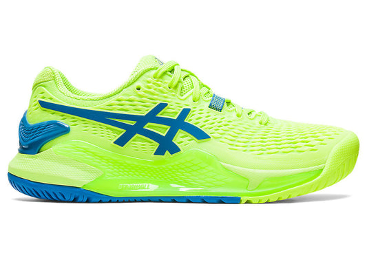 Women's Asics Gel-Resolution 9, Hazard Green/Reborn Blue, 6 B Medium - Skoutley Outdoors LLC