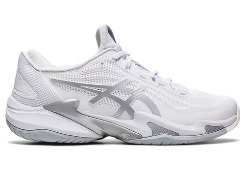 Women's Asics Court FlyteFoam 3, White/Pure Silver, 9.5 B Medium - Skoutley Outdoors LLC