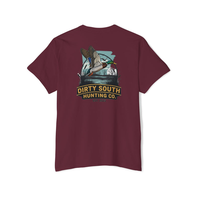 Load image into Gallery viewer, Dirty South Hunting Co. Mallard Flight Scene T-Shirt (Arkansas)- Duck Hunting Graphic Tee – Waterfowl Apparel
