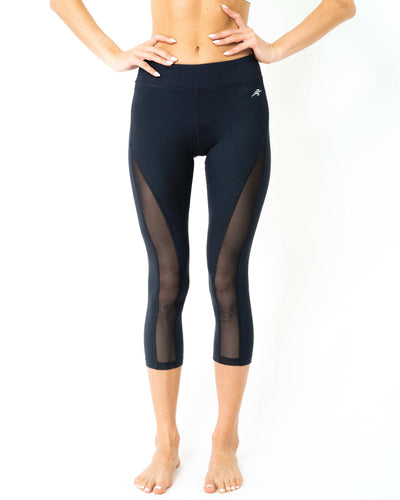 L'espace Low-Waisted Capri Leggings with Mesh Panels and Reflective Strips - Skoutley Outdoors LLC