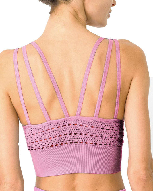 Mesh Seamless Bra with Cutouts - Pink - Skoutley Outdoors LLC