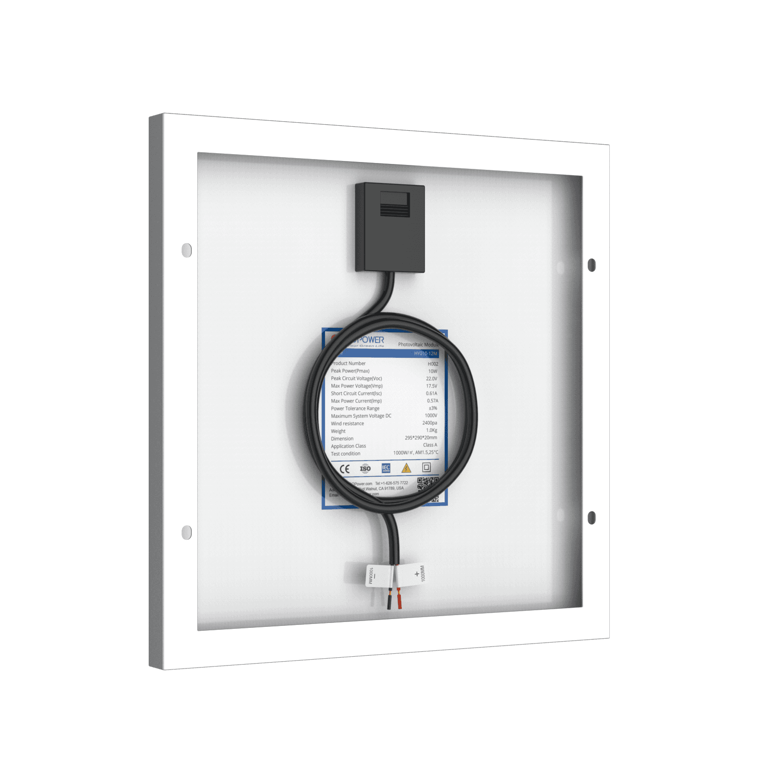 10 Watt 12 Volt Monocrystalline Solar Panel - Skoutley Outdoors LLC