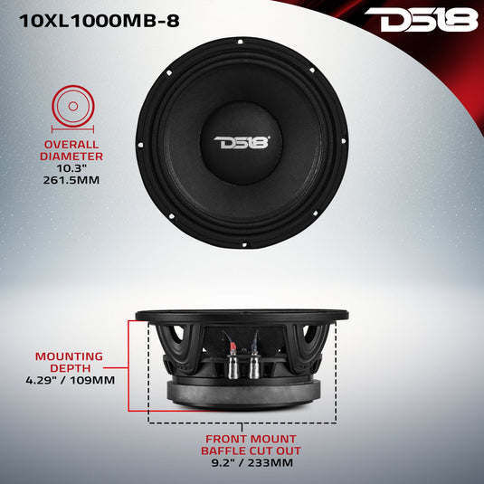 XL 10" Mid-Bass Loudspeaker 500 Watts Rms 8-Ohm