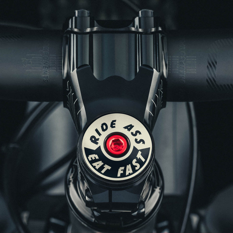 Load image into Gallery viewer, Ride Ass Eat Fast Bicycle Headset Cap

