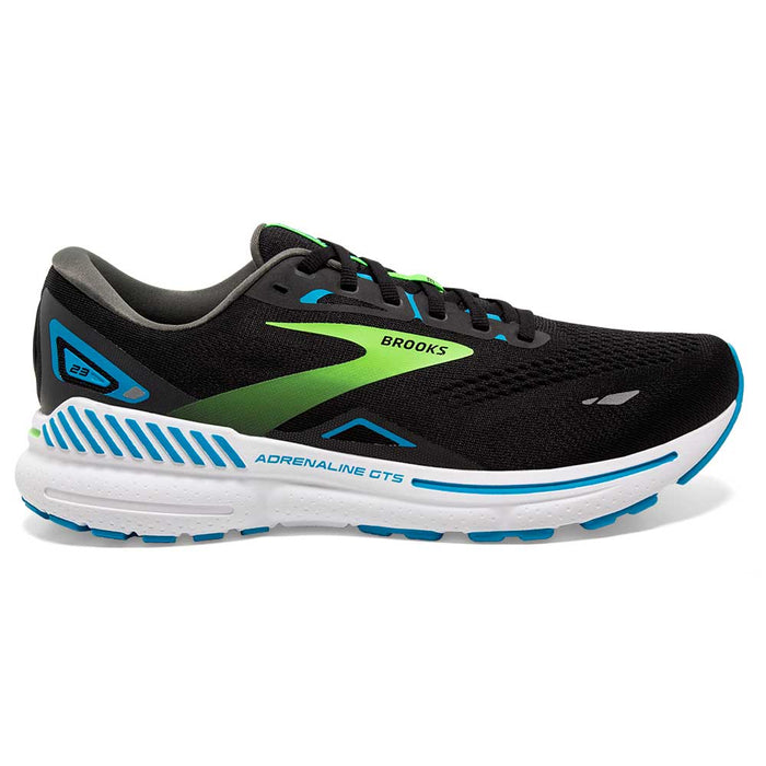 Men's Brooks Adrenaline GTS 23, Black/Hawaiian Ocean/Green, 7 D Medium - Skoutley Outdoors LLC