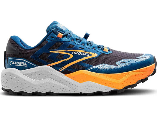 Men's Brooks Caldera 7, Ebony/Blue Sapphire/Orange, 7.5 D Medium - Skoutley Outdoors LLC
