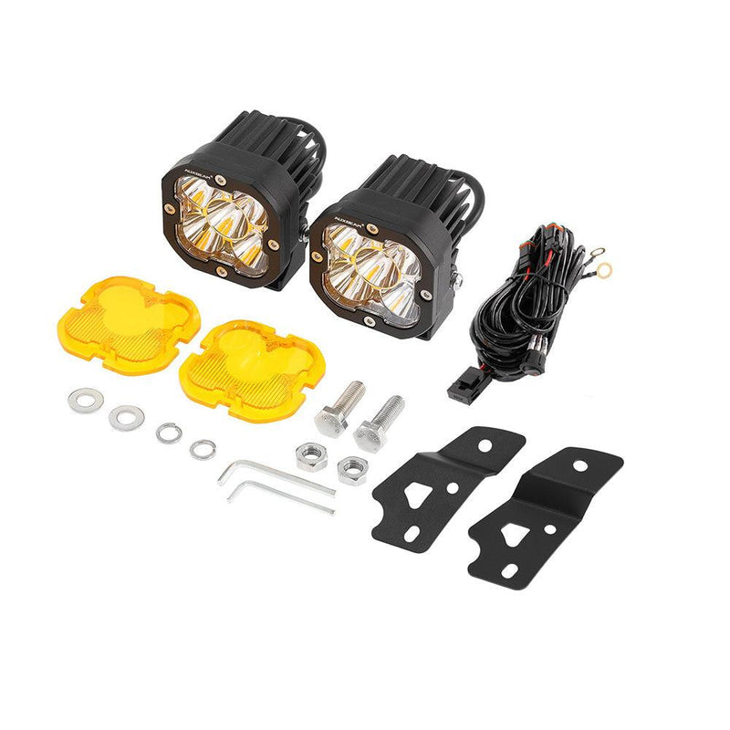 Load image into Gallery viewer, 3 Inch 80W 9600LM LED Pods Lights White&amp;Yellow with A-Pillar Mounting Bracket For Ford Bronco 2/4 Door 2021 2022
