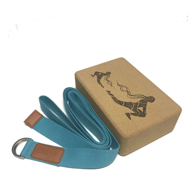 Load image into Gallery viewer, Laser Engraved Cork Yoga Block &amp; Strap Combo
