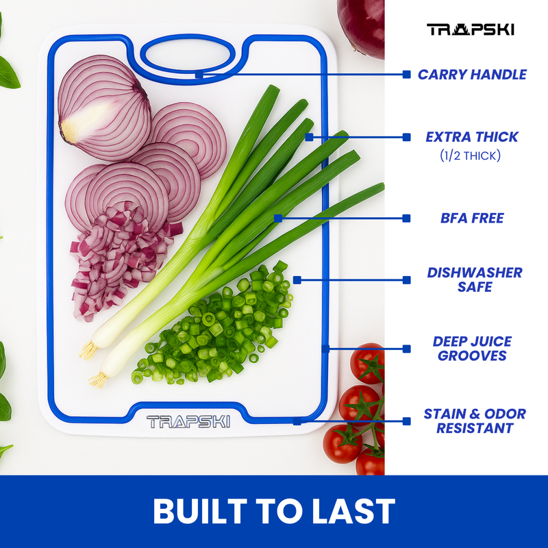Load image into Gallery viewer, TRAPSKI Premium 1/2 Inch Thick HDPE Cutting Boards | Food-Grade Kitchen Prep Surface | Juice Grooves | Made in the USA
