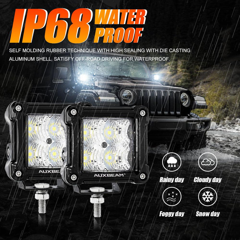 Load image into Gallery viewer, 3&quot; 40W LED Pods Light Spot/Flood Multicolor frame with wiring harness for JEEP
