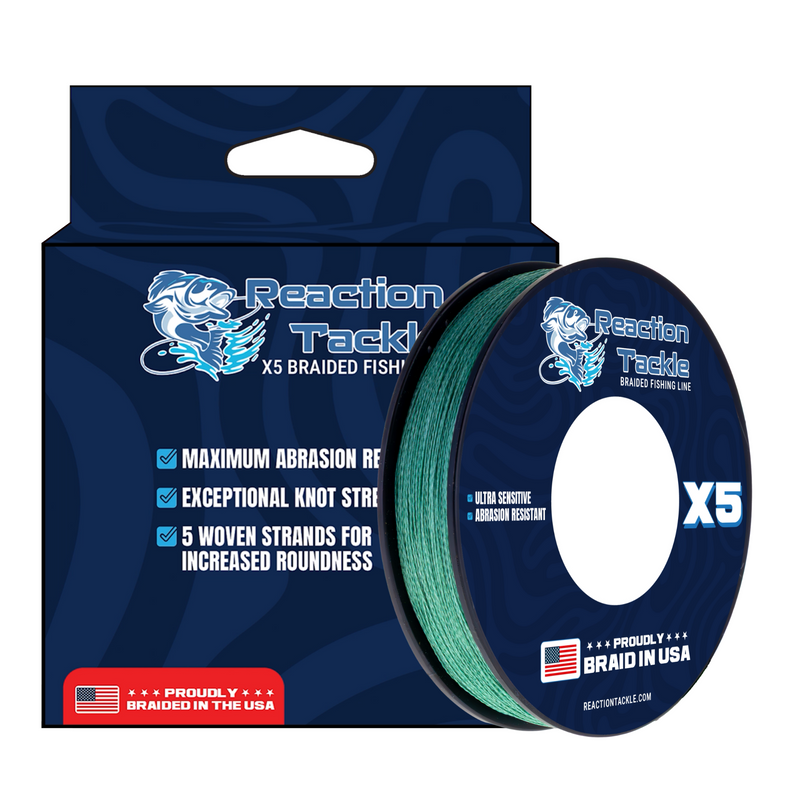 Load image into Gallery viewer, Reaction Tackle BRAIDED IN THE USA Fishing Line- X5
