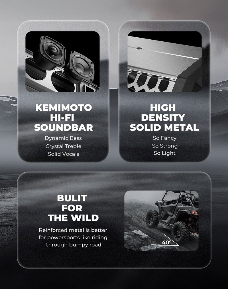 Load image into Gallery viewer, KEMIMOTO Midnight S60 26" RGB UTV Sound Bar for Golf Cart Marine 1"-2" Roll Bar
