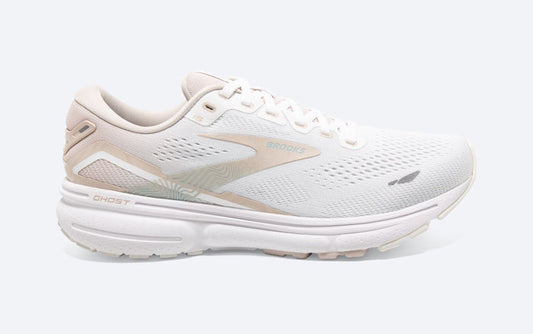 Women's Brooks Ghost 15, White/Crystal Grey/Glass, 11 B Medium - Skoutley Outdoors LLC