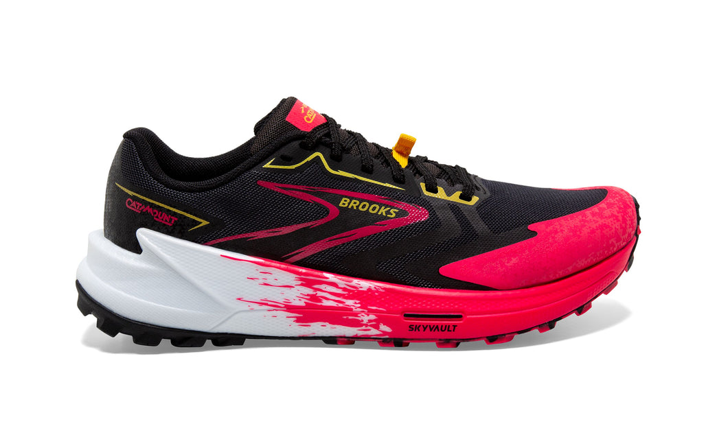 Women's Brooks Catamount 3, Black/Diva Pink/Lemon Chrome, 6.5 B Medium - Skoutley Outdoors LLC
