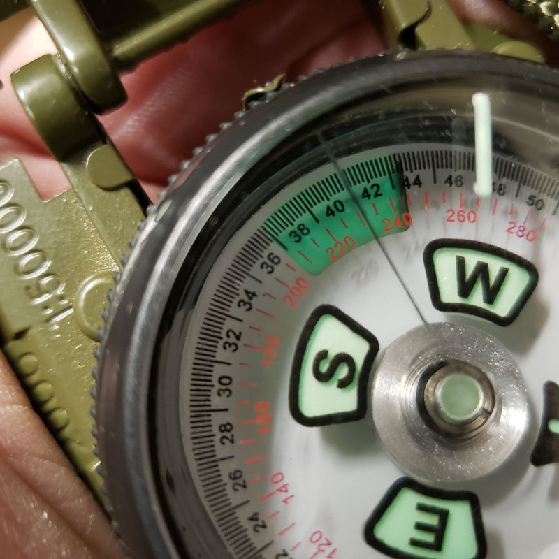 Load image into Gallery viewer, Scout™ Lensatic Compass - Traditional Phosphorescent Military Style with Nylon Carry Pouch - OD Green
