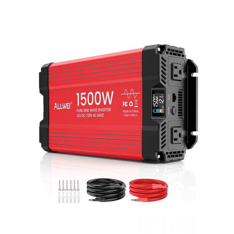 Load image into Gallery viewer, ALLWEI 1500W Pure Sine Wave Inverter 12V to 120V AC
