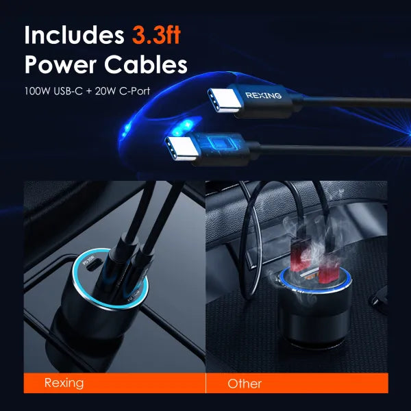 Load image into Gallery viewer, Rexing 120W USB C Triple Port Car Charger with Cable Included
