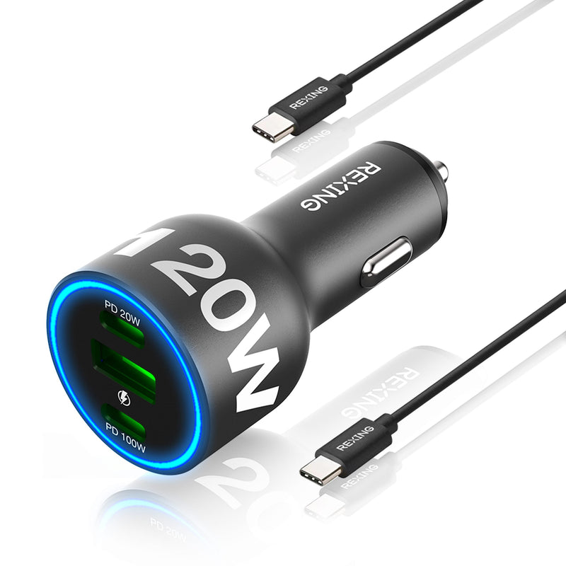 Load image into Gallery viewer, Rexing 120W USB C Triple Port Car Charger with Cable Included
