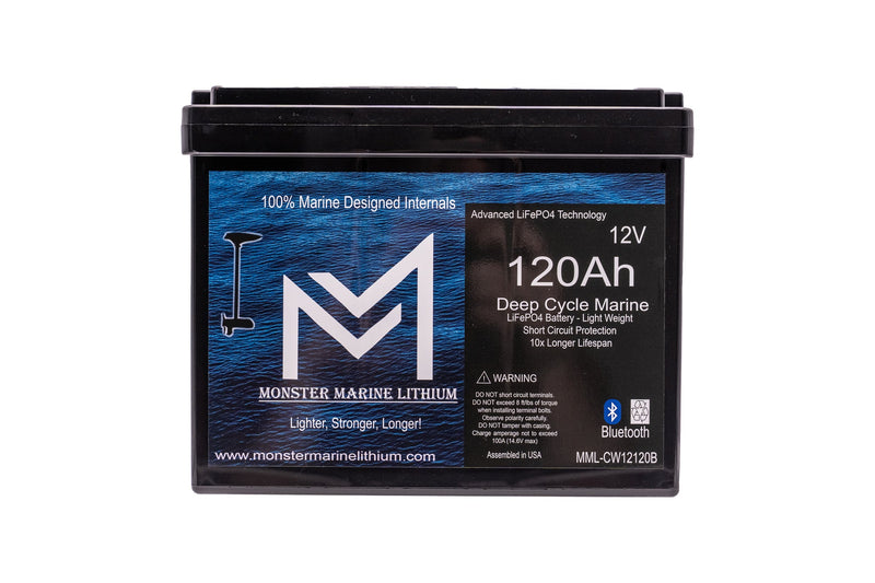 Load image into Gallery viewer, 12V 120Ah Slim Bluetooth Lithium Deep Cycle Marine Battery MML-12120SB (w/ bluetooth)
