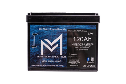 12V 120Ah Slim Bluetooth Lithium Deep Cycle Marine Battery MML-12120SB (w/ bluetooth)