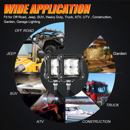 3 Inch 40W LED Pods Light Spot/Flood Multicolor frame with wiring harness for SUV ATV UTV Trucks Pickup Boat